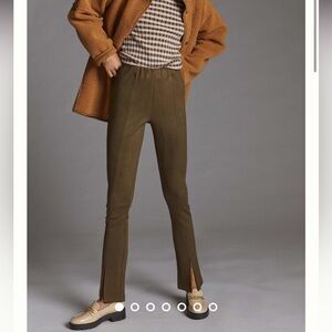 ANTHROPOLOGIE Avec Les Filles Slit-Front Sueded Leggings  moss size XS